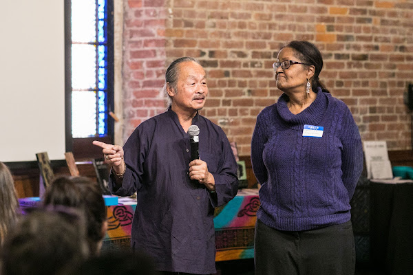 Lee Mun Wah and Barbara Baker, Directory of Intercultural Student Engagement, facilitate a discussion