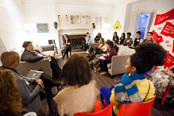 Writer/activist Roxane Gay meets with students in the President's House