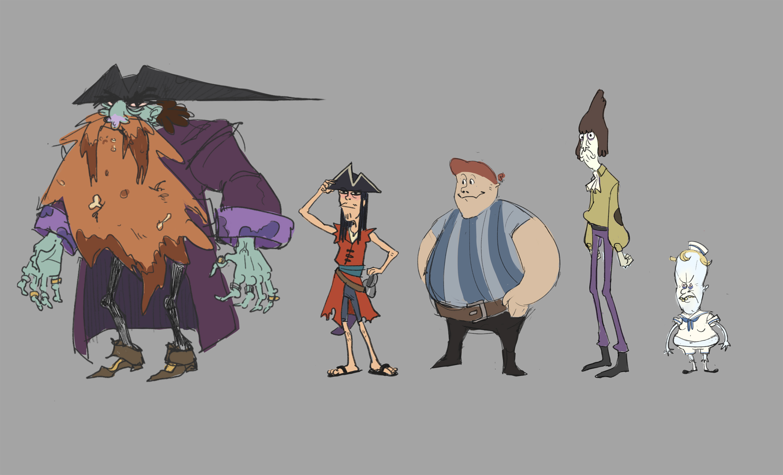 lineup of characters by Mim Dow