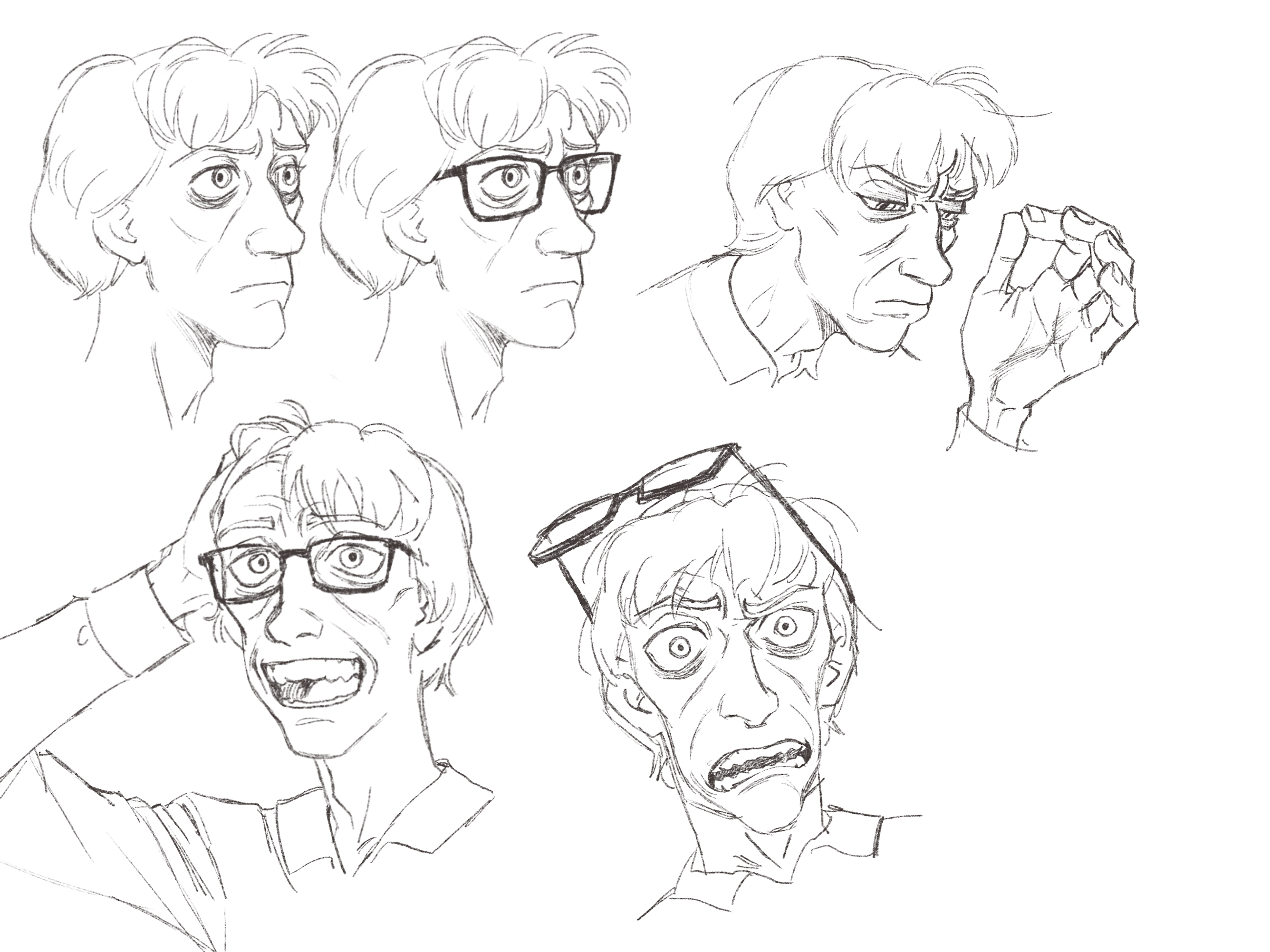 multiple sketches of the same face explore expressions