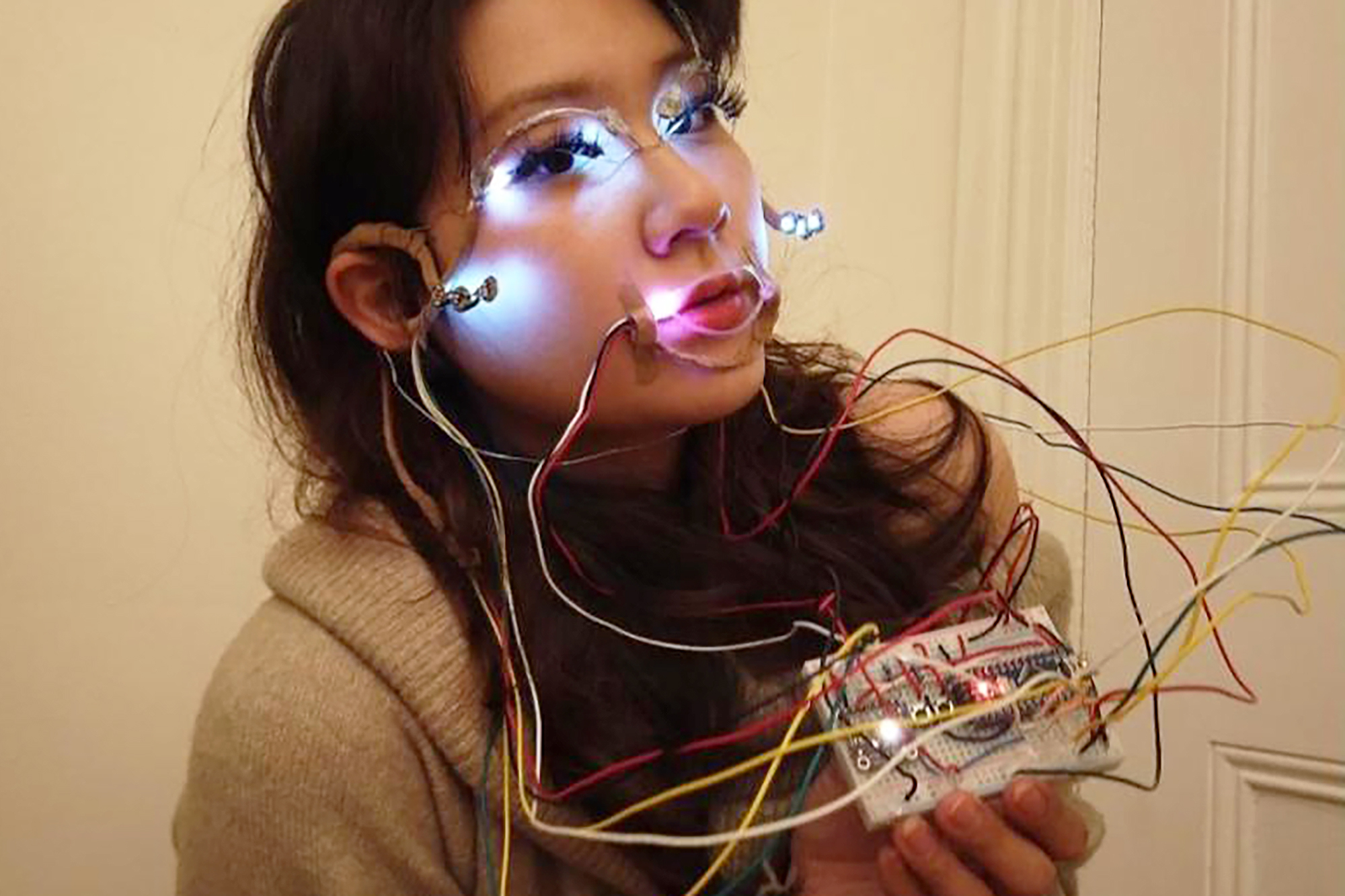 an electric gadget attached to the face