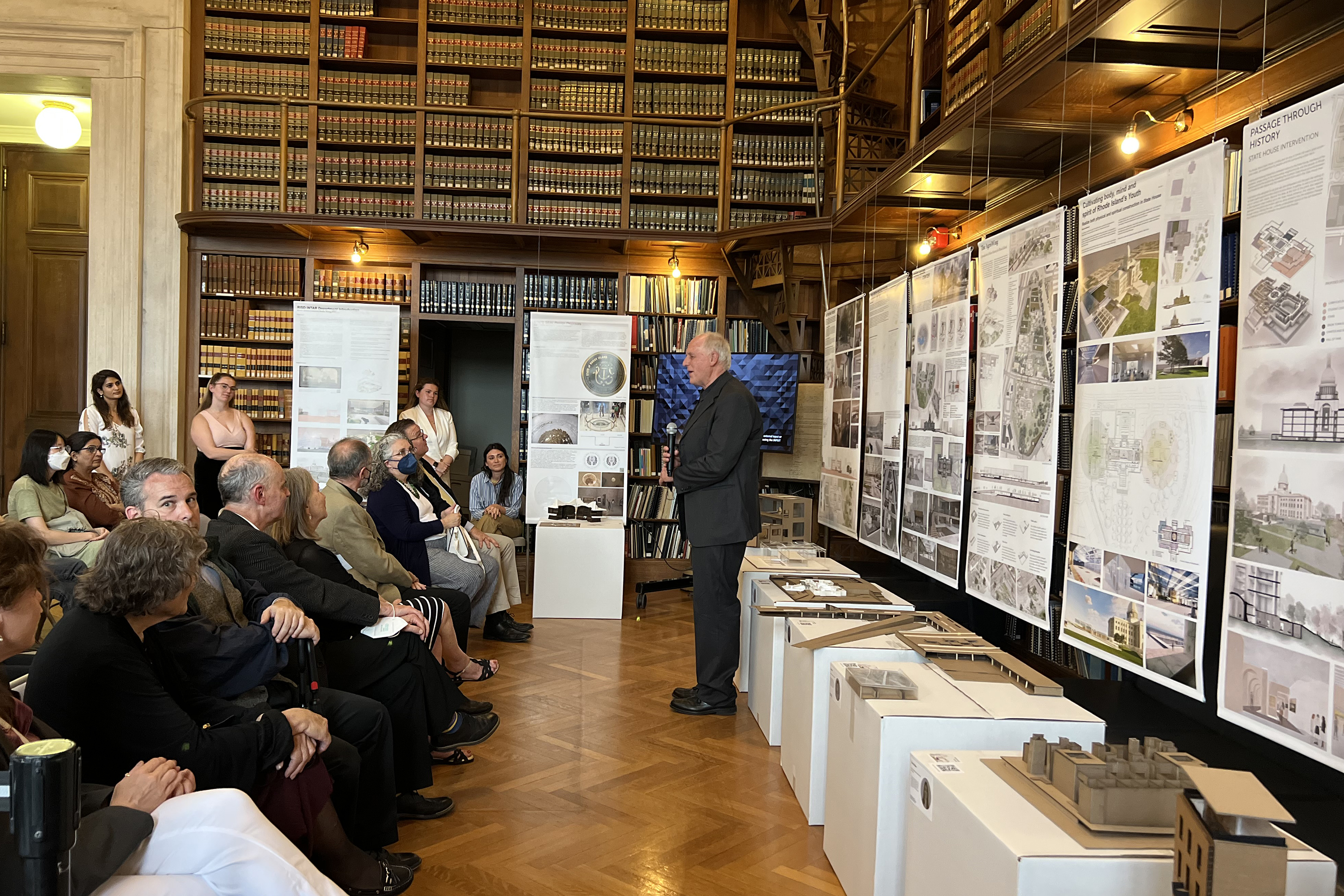 department head Wolfgang Rudorf welcomes visitors to the State House library