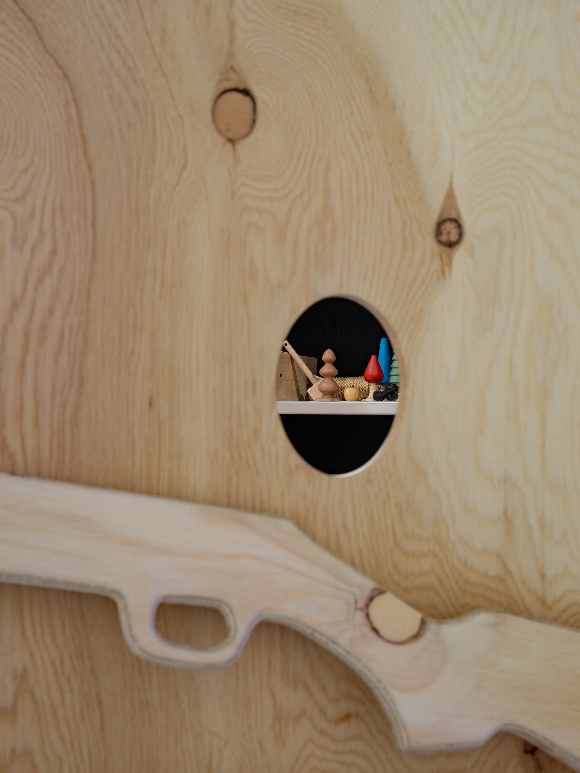 image of installation with wooden shot gun