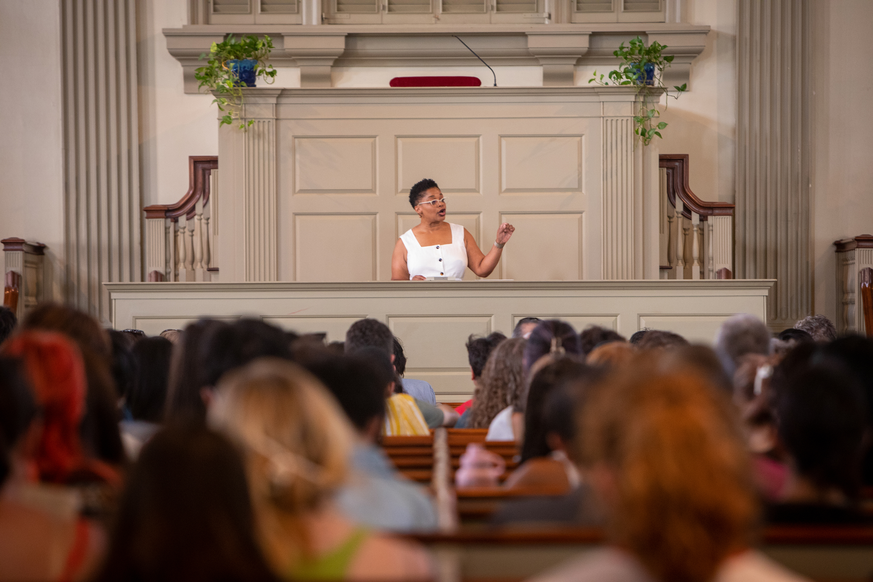 President Crystal Williams welcomes the incoming class at First Baptist Church in America