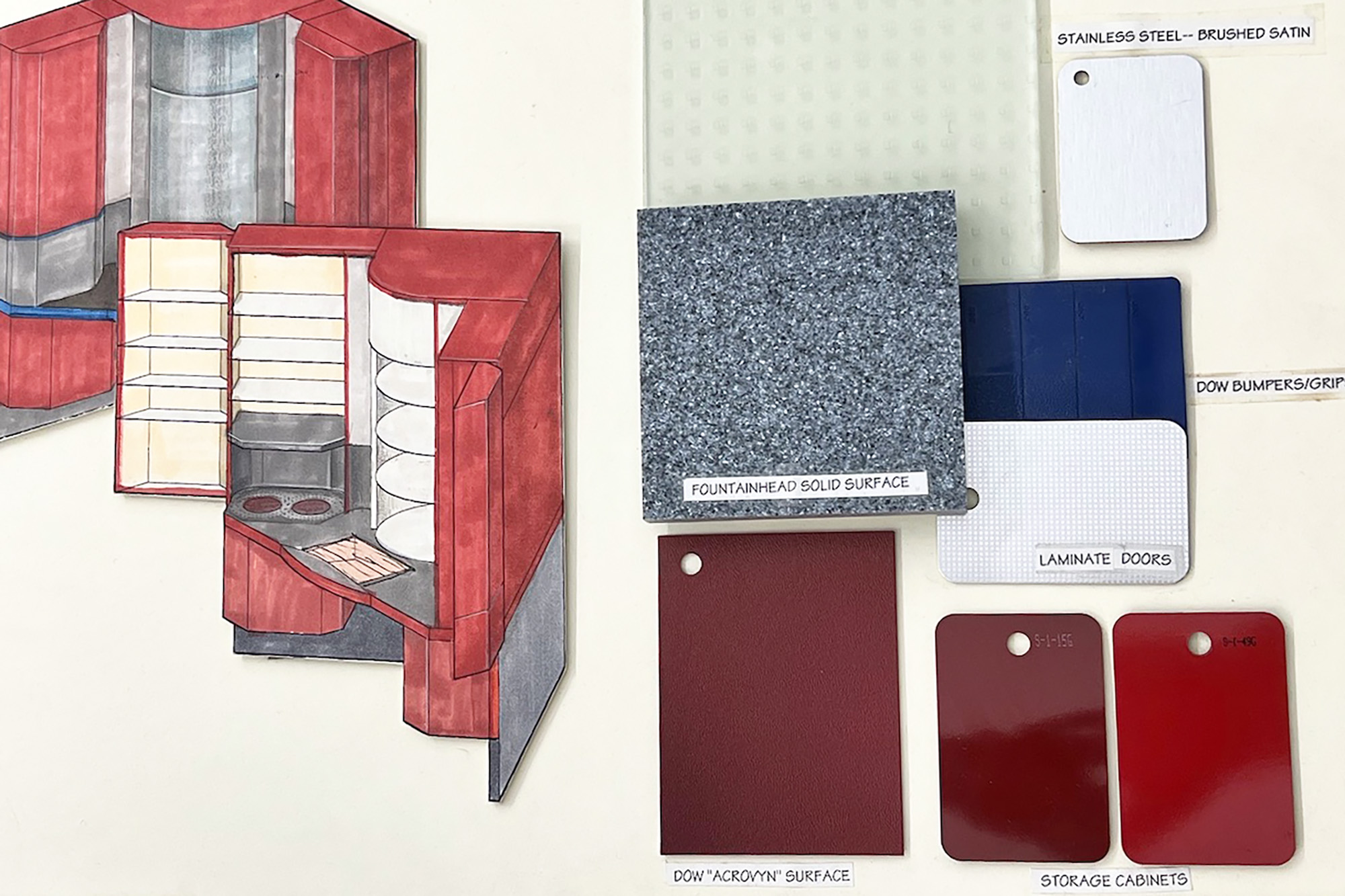 material selections for the original Universal Kitchen design