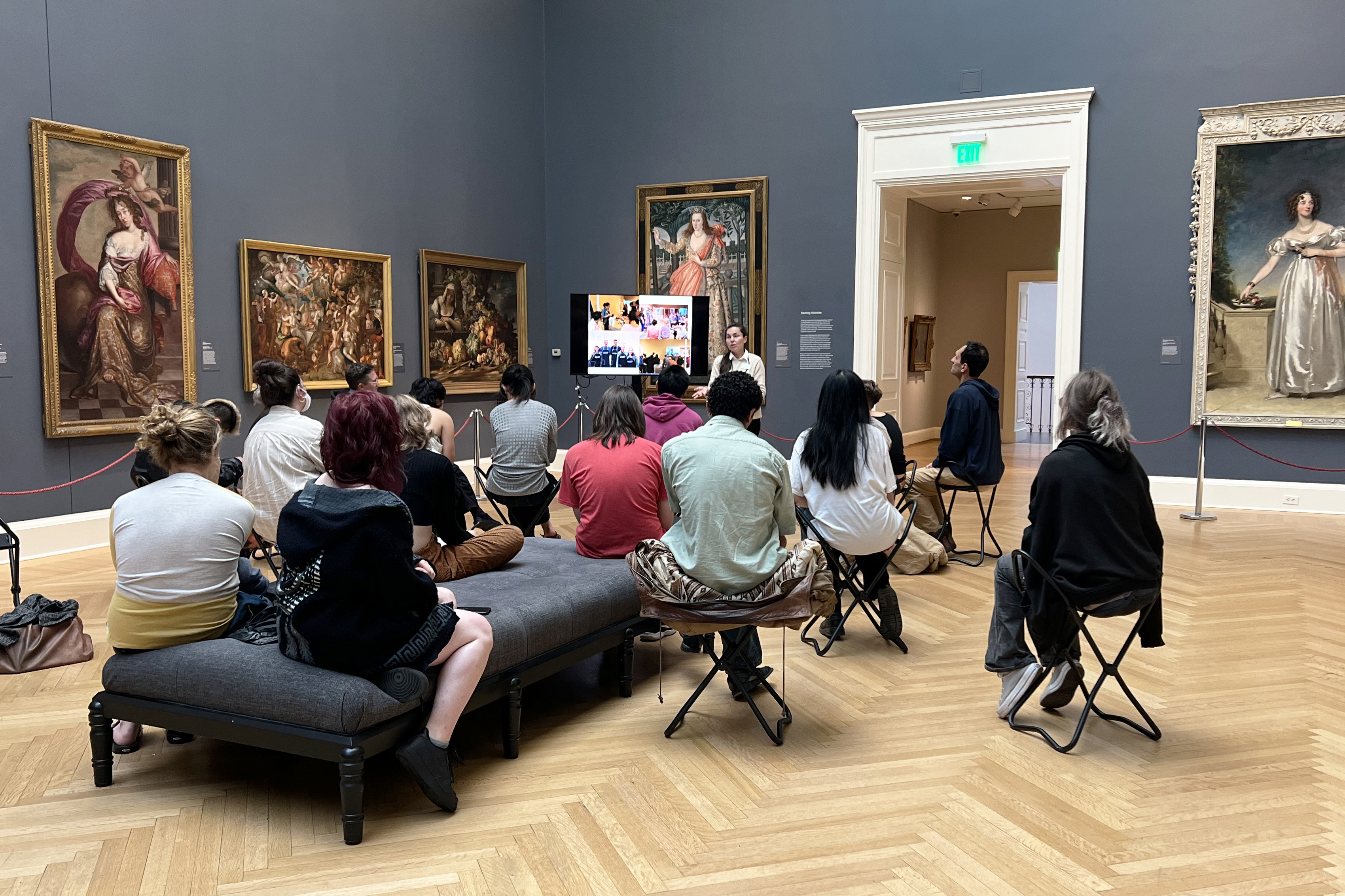 students gather in the RISD Museum