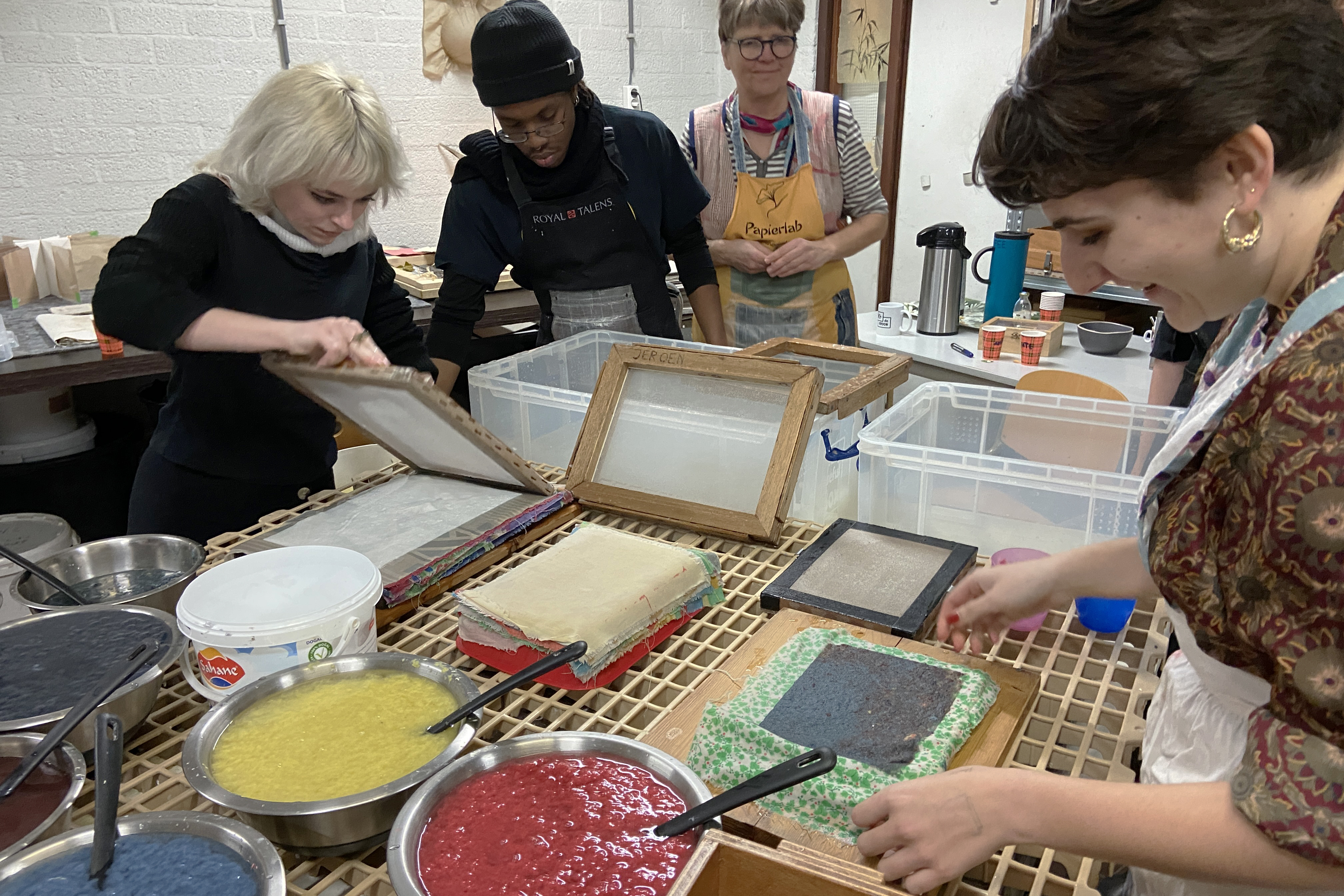 RISD students work with work with papermaker Marieke de Hoop