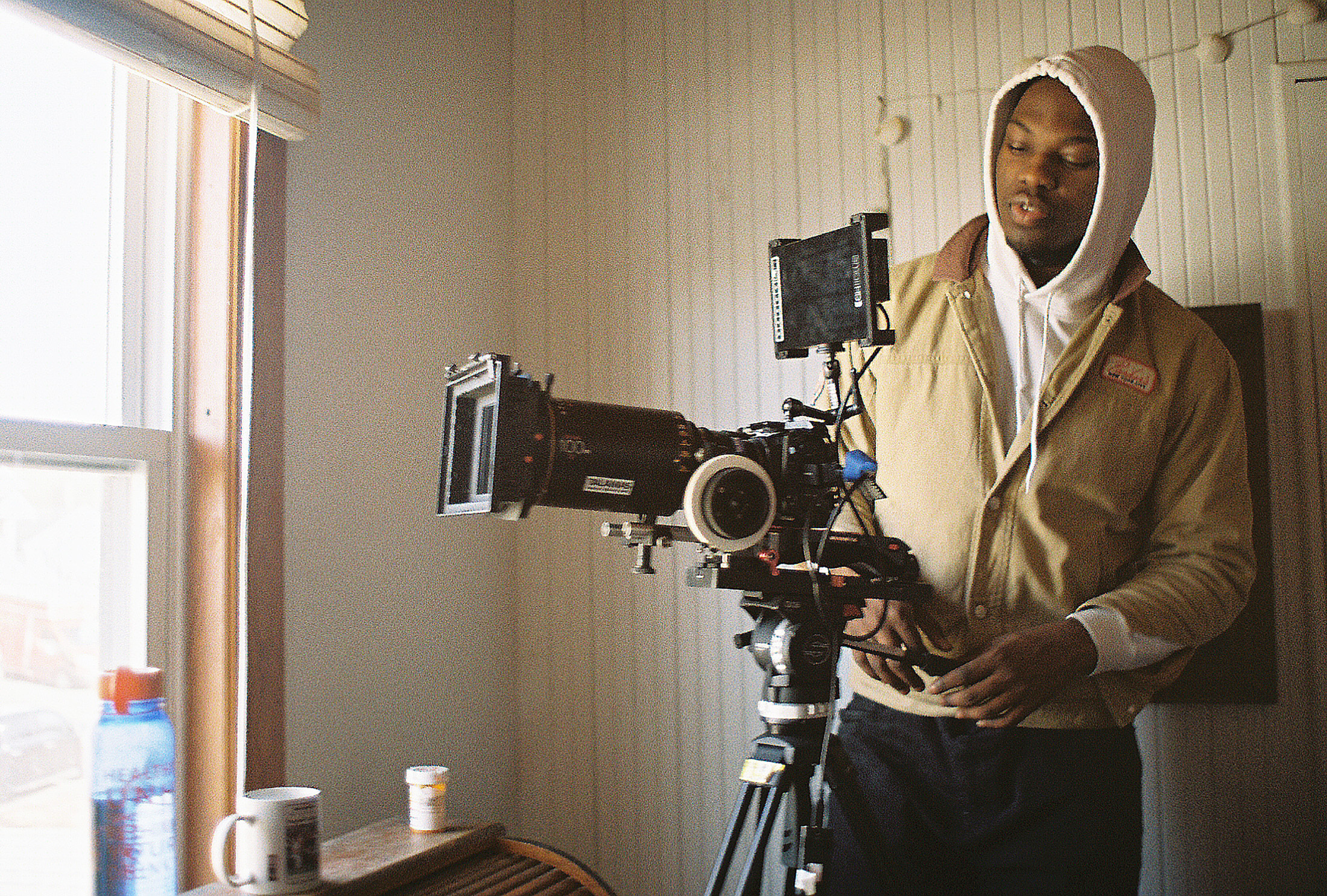 a hired camera operator on set with student filmmaker Aiden Kelly