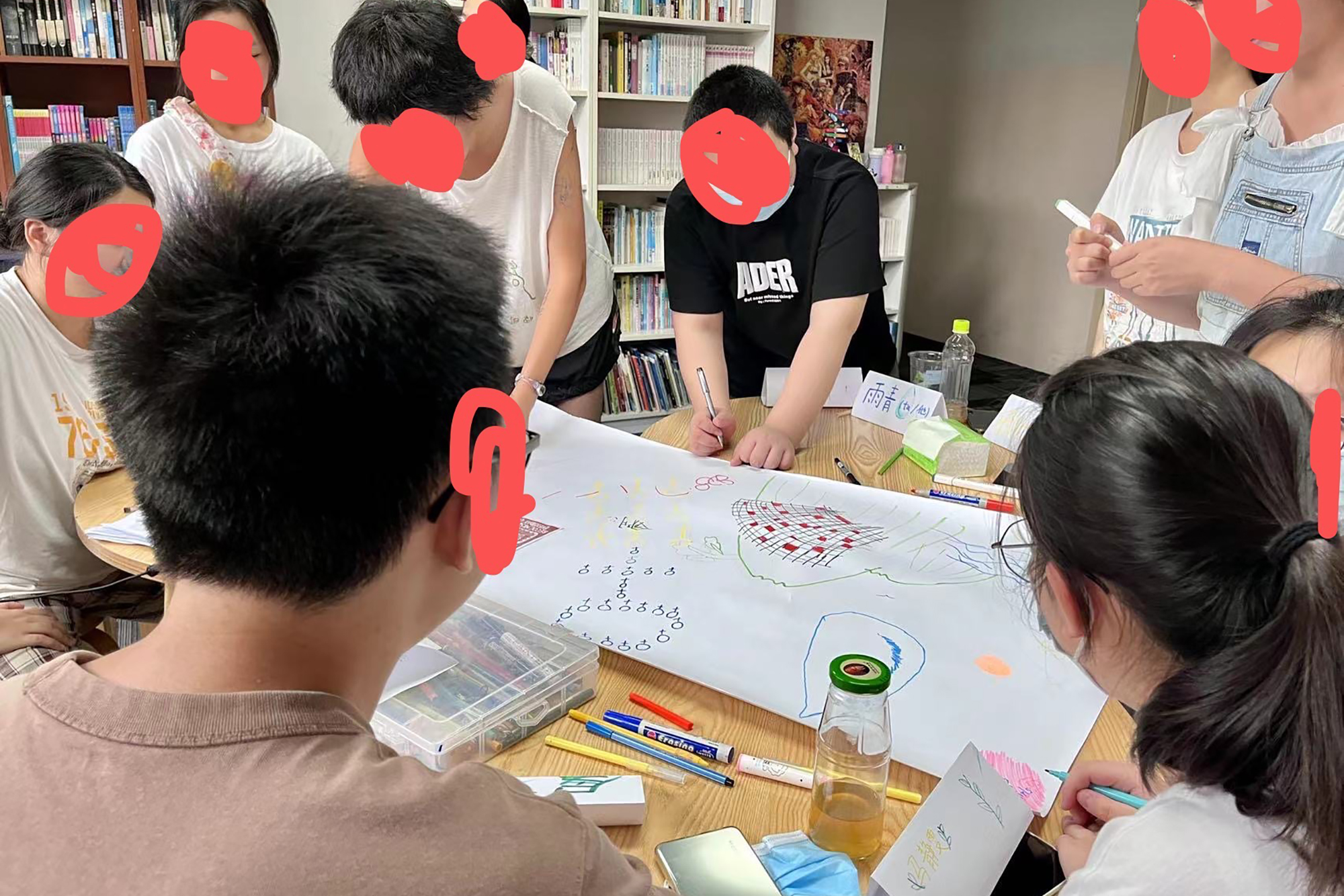 Chinese youth taking part in a workshop (faces disguised)