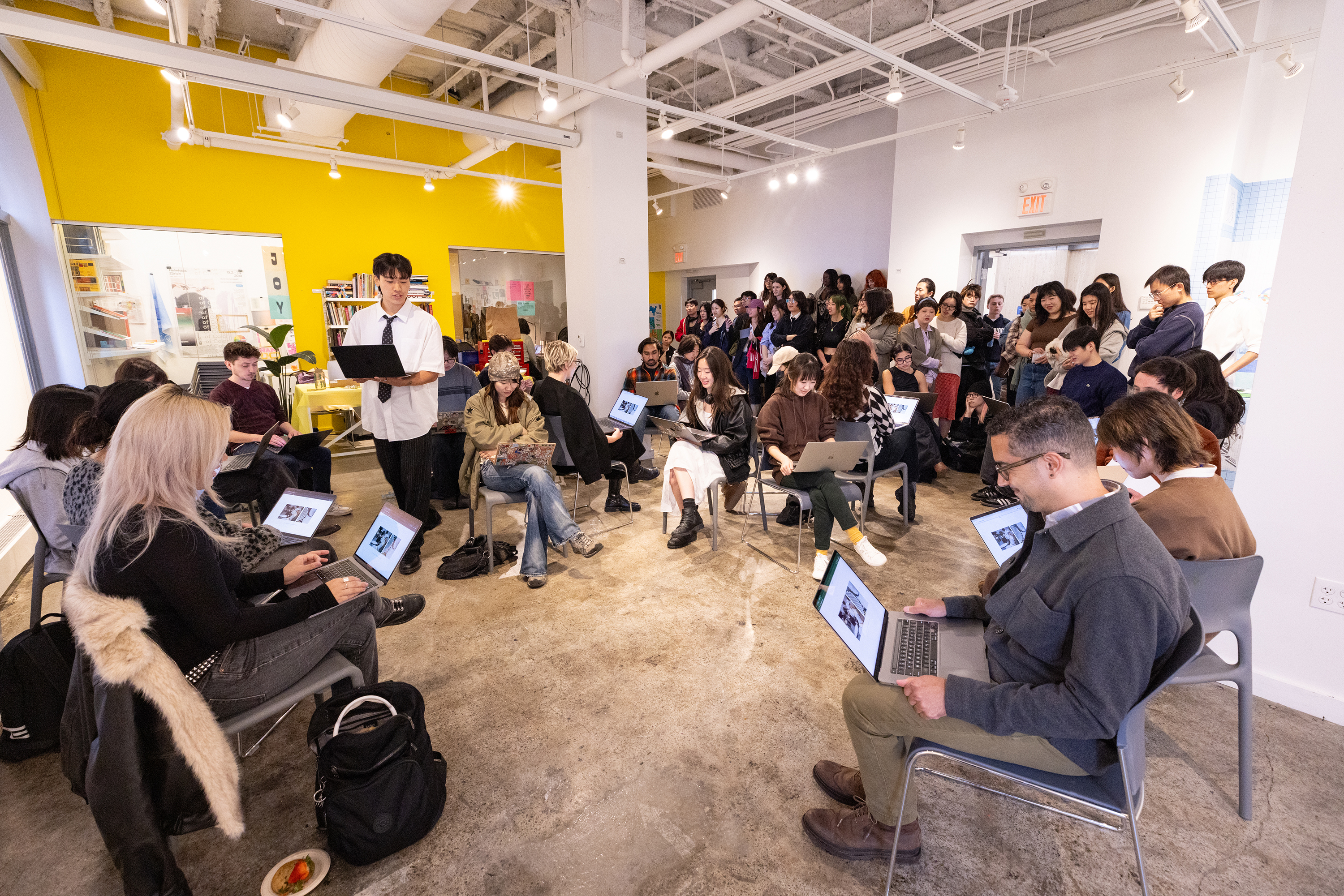 Graphic Design student Ryan Yan leads interactive spring crit