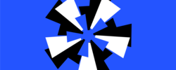 Stacked asterisk against blue background