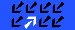 eight arrows against a blue background