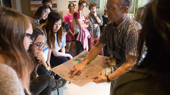 a faculty member works with Illustration students