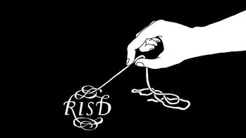 illustration of a hand unraveling the RISD logo