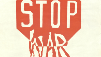 Red stop sign with "war" added below
