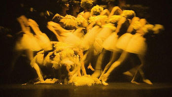 a film still by RISD alum Brianna DeLuca capturing the movement of a dancer 