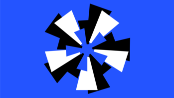 Stacked asterisk against blue background