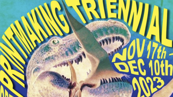 show poster with a tyrannosaurus rex eating an airplane