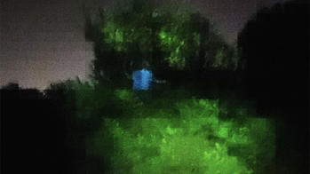 dark, pixelated image of forest