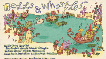 busy, colorful show poster