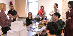 Architecture grad student Tori Deutch leads a class discussion