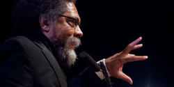 Visiting scholar and activist Cornel West speaking passionately at RISD