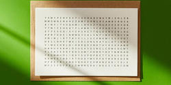 West Coast company Grain's letterpress card featuring a word search puzzle to cover all occasions