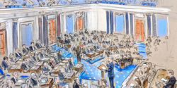 Courtroom sketch by courtroom sketch artist Bill Hennessy 79 PT