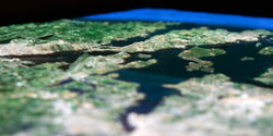 3D-printed prototype with projection-mapped satellite images