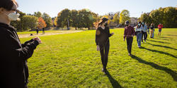 Graphic Design sophomores use their shadows to create letter forms