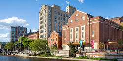 RISD Auditorium and waterfront on a sunny day