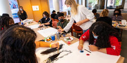 RISD students lead a workshop with high school sophomores