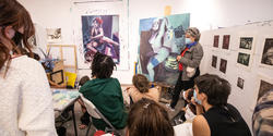 Angela Dufresne leads a Painting crit