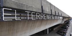 neon installation reflecting on climate change