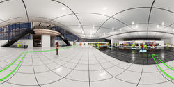 cylindrical image of student reimagining of Logan Airport’s terminal C 