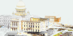 collage rendering of RI State House