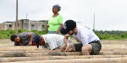 Derek Russell works with local builders using bamboo