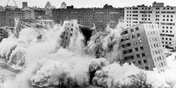 demolition of high-rise housing complex