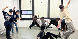 students experiment with movement in studio