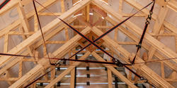 struts and straps inside the roof of the cabin