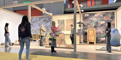 visitors check out RISD's booth at Salone del Mobile 2024