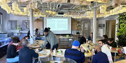 scientists and RISD critics discuss research projects in the Nature Lab