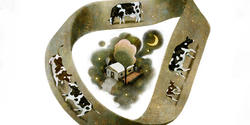 illustration featuring cows