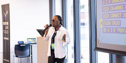 Director of Research Soul Brown welcomes the audience