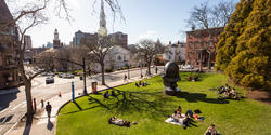 a handful of students gather at RISD Beach
