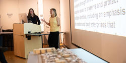 Two student give a presentation