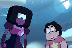 Still from Steven Universe, an inclusive Cartoon Network series created by Rebecca Sugar