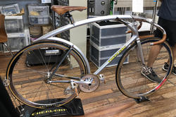 Steel-framed bicycles in the shop of master craftsman Shinichi Konno.