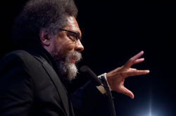 Visiting scholar and activist Cornel West speaking passionately at RISD