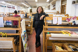 Professor Anais Missakian 84 TX in a textiles studio